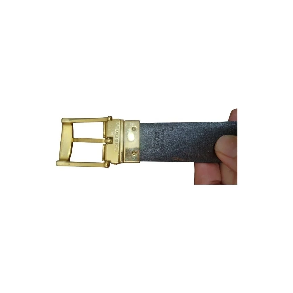 PIERRE CARDIN Belt Black/Brown Cowhide Leather/Brass Buckle Size 42/105